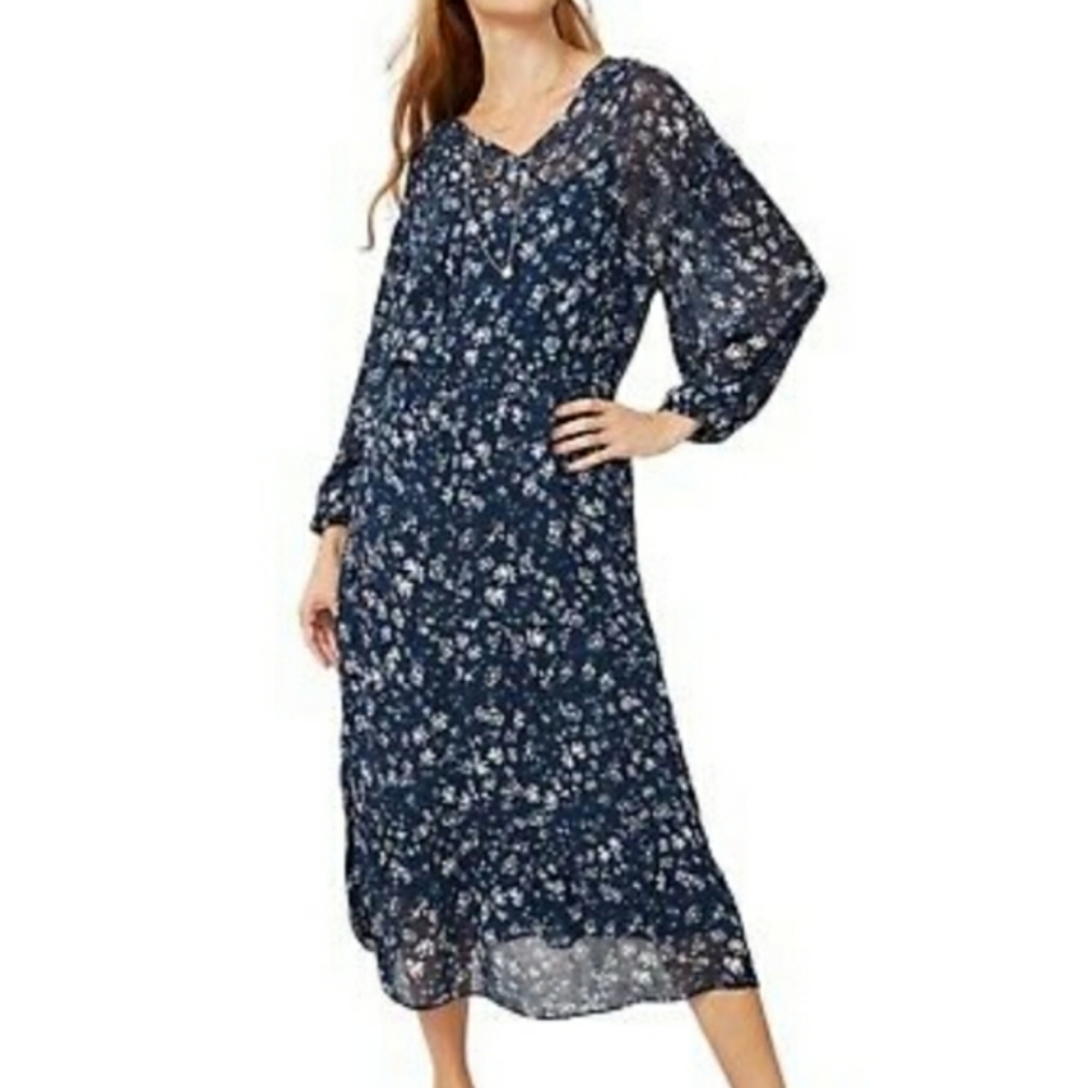 Free People Long Sleeve Floral Midi Dress